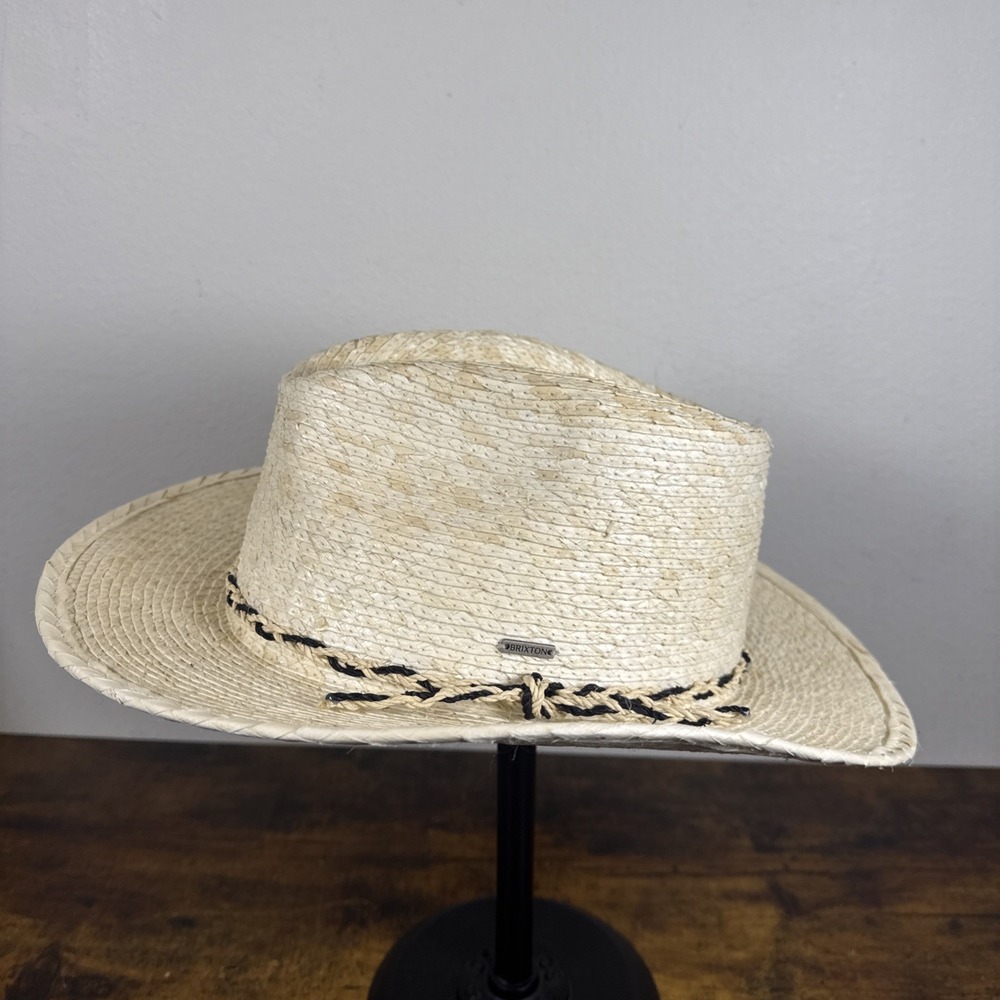 Brixton Messer Western Cowboy Fedora Straw Hat XL 7 3/4 Natural Wide Brim NWOT